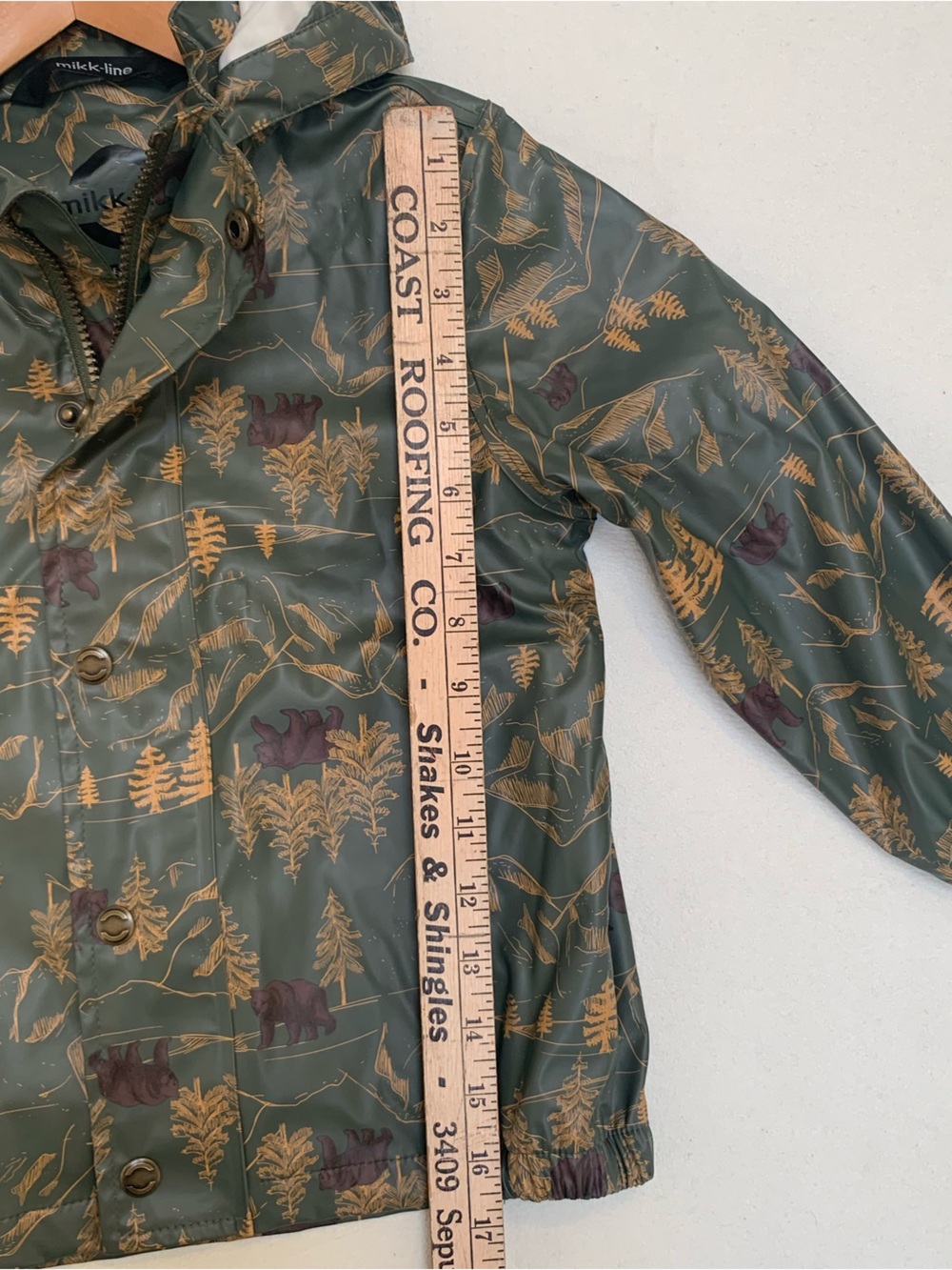 Mikk-line Forest Print Kids Rain Jacket - Green Danish Outdoors - Picture 9 of 15